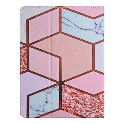 Pink and blue geometric marble tablet case with folio cover and rounded corners
