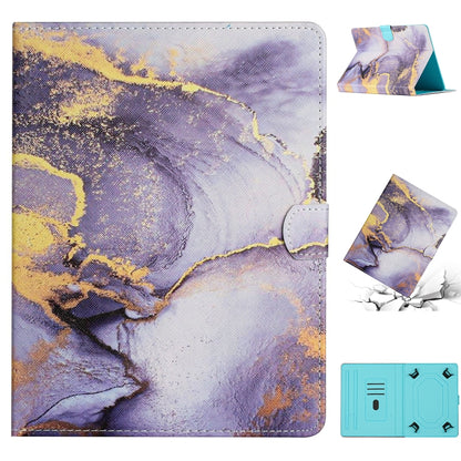 Marble pattern leather-style tablet case with fold stand, lavender and gold abstract design