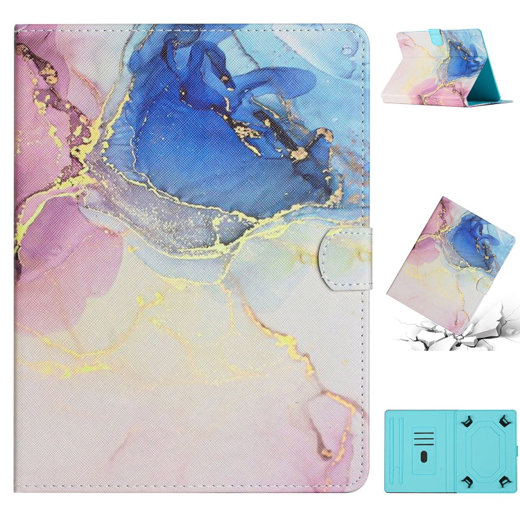 Marble pattern leather-style tablet case with fold stand, pink and blue stone pattern