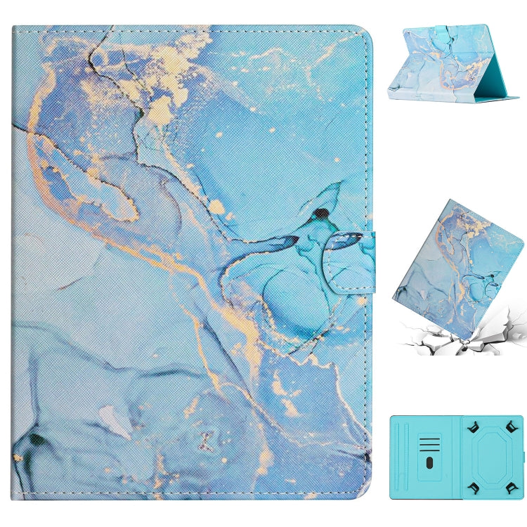 Blue marble pattern tablet case with folio stand and built-in card slots