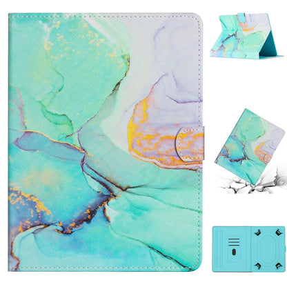 Marble-pattern leather tablet case in aqua marble, folio stand with interior card slots
