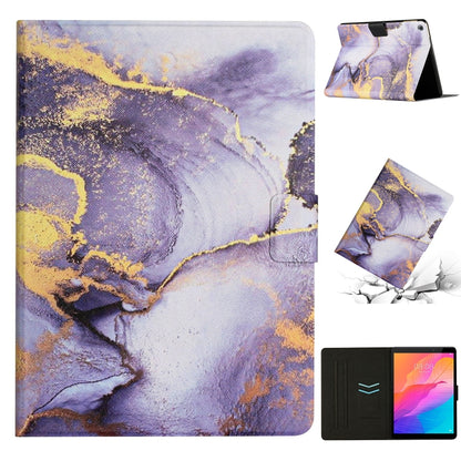 Marble pattern leather-style tablet case with fold stand, lavender and gold abstract design