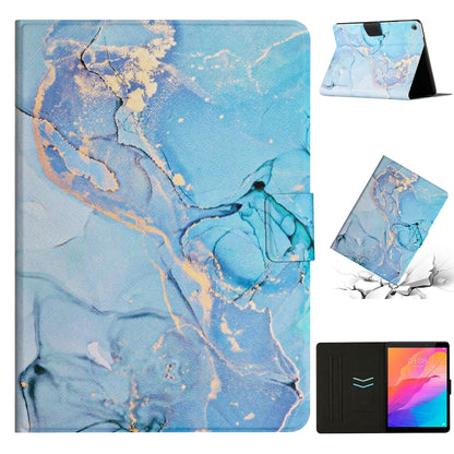 Blue marble tablet case with folio kickstand; tablet shown in portrait view