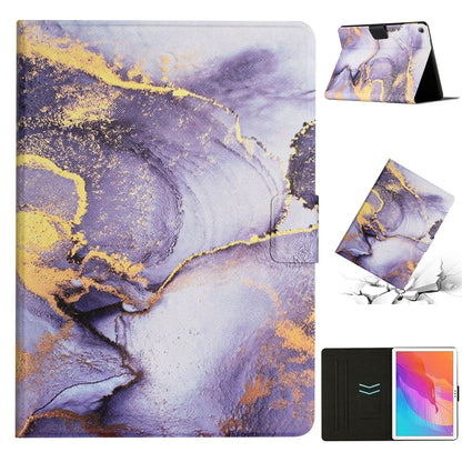 Marble pattern leather-style tablet case with fold stand, lavender and gold abstract design