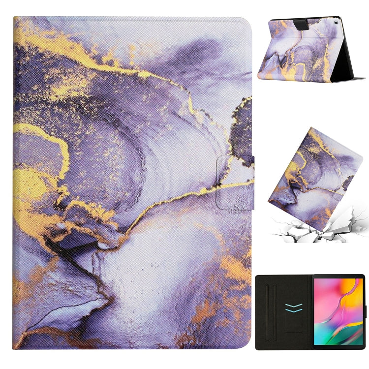 Marble pattern leather-style tablet case with fold stand, lavender and gold abstract design