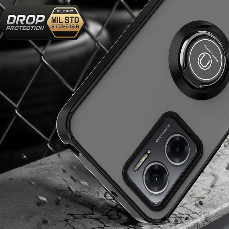 Black TPU/PC phone case with ring kickstand and dual camera cutout