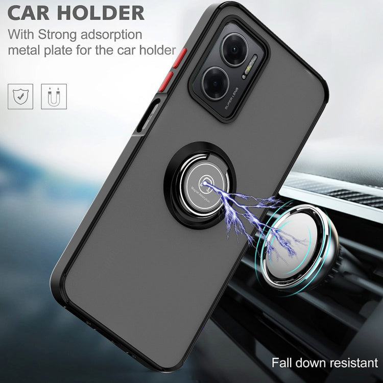 Black TPU/PC phone case with ring grip for car holder metal plate