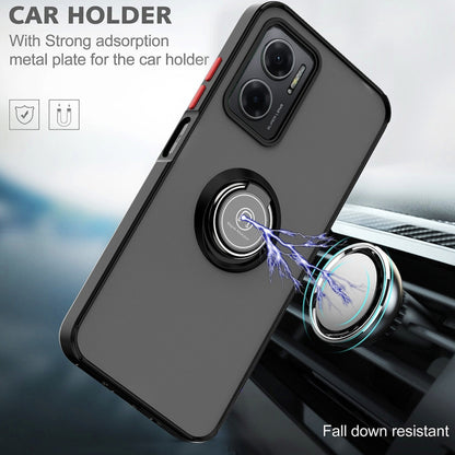 Black TPU/PC phone case with ring grip for car holder metal plate