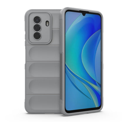Light grey wallet-style phone case with textured back and card-slot compartments