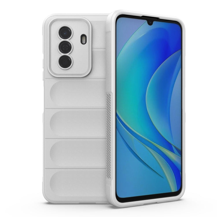 TPU phone case in white, with camera cutouts and ridged back panel