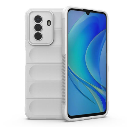 TPU phone case in white, with camera cutouts and ridged back panel
