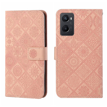 Pink embossed pattern leather phone case with flip cover and card slot