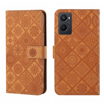 Orange embossed pattern leather phone case with flip cover and card slot