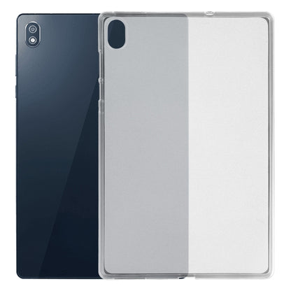 Transparent TPU tablet case with frosted back panel and precise port openings