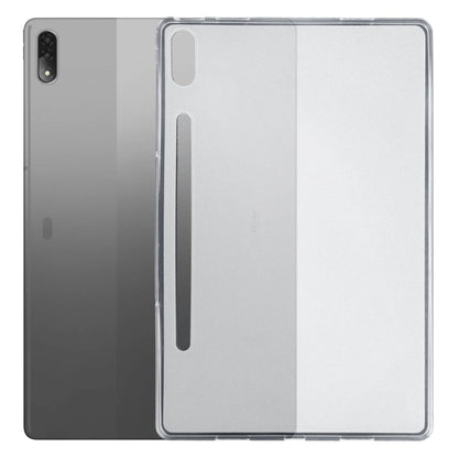 Clear TPU tablet case with frosted panel and elongated side button opening