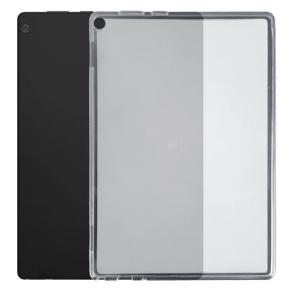 Transparent TPU tablet case with frosted back and cutouts for camera and ports
