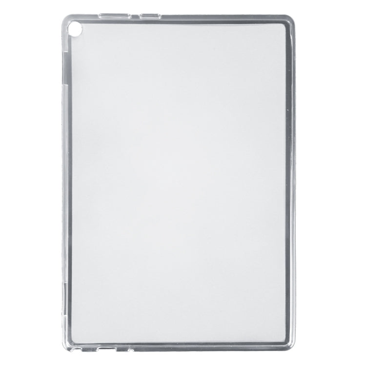 Frosted clear TPU tablet case with precise cutouts around the top camera area