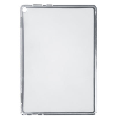 Frosted clear TPU tablet case with precise cutouts around the top camera area