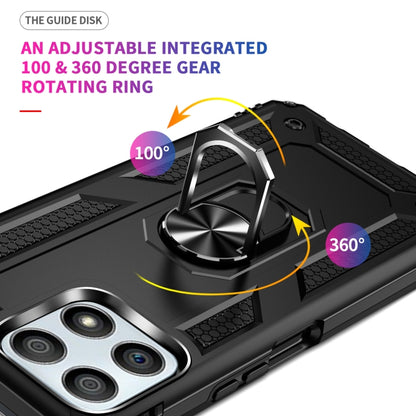 Black rugged phone case with adjustable 100° and 360° rotating ring holder
