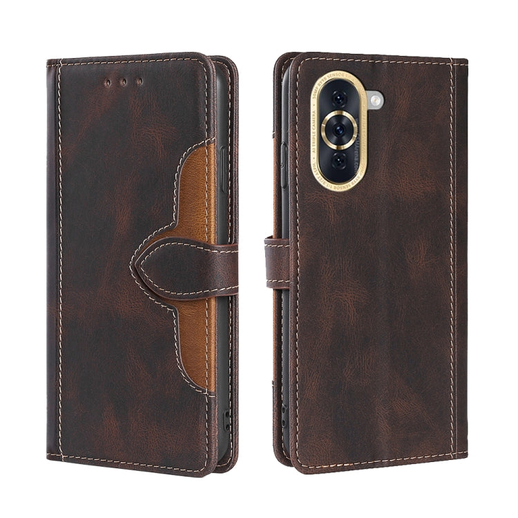 Brown leather phone case with magnetic buckle and inner card holder