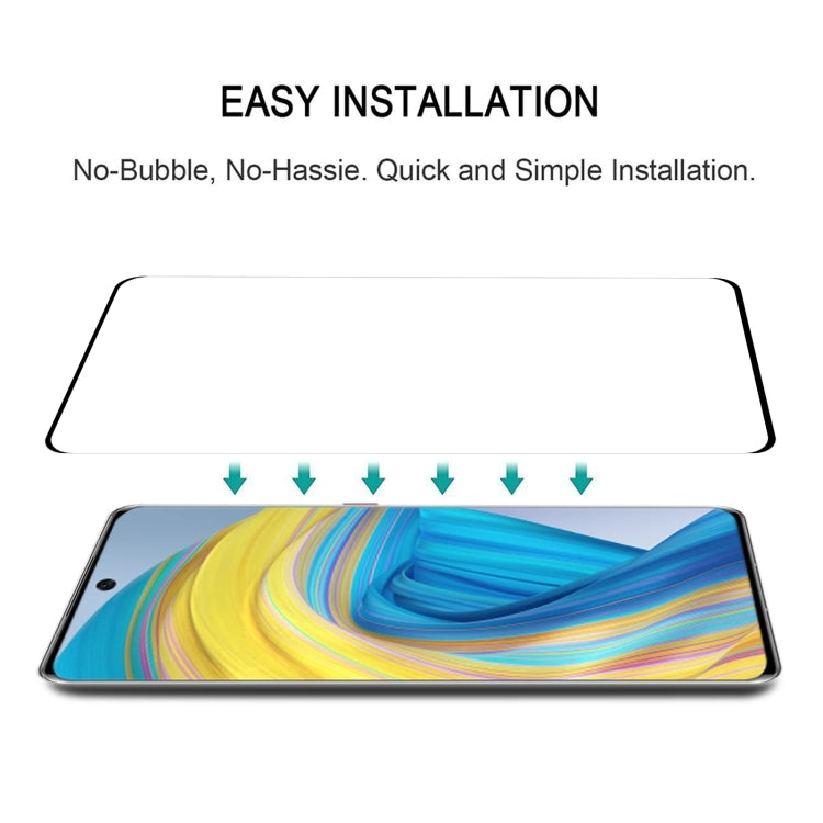 Tempered glass screen protector ready to install over a phone screen