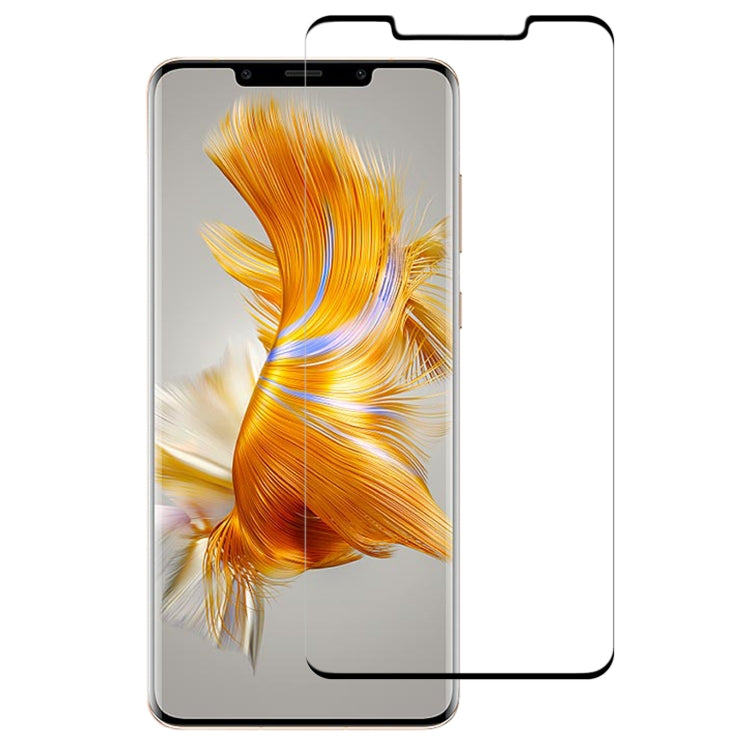 Tempered glass screen protector with curved edge installed on a Huawei phone screen