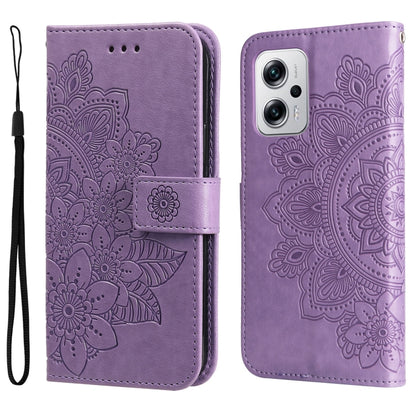 Lavender purple embossed flower wallet phone case with magnetic band and card slots