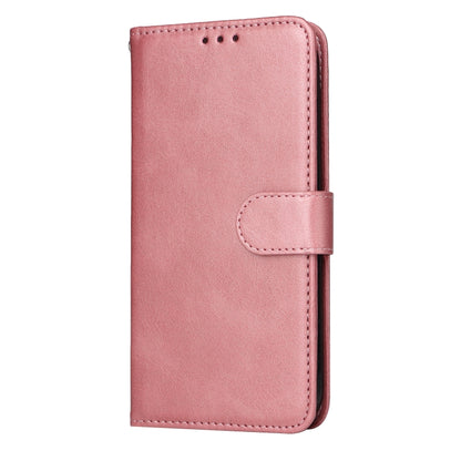 Pink leather folio phone case with side strap and front cover