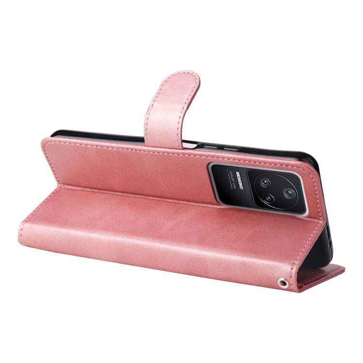 Pink leather folio phone case with flip stand and camera window