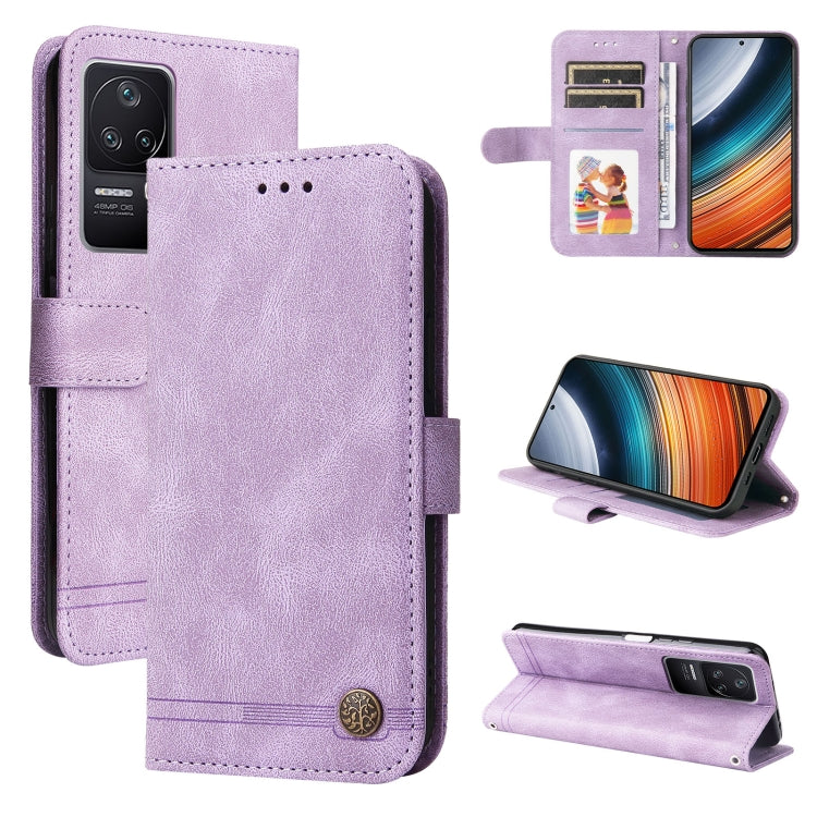Purple leather wallet-style phone case with magnetic clasp and card slots
