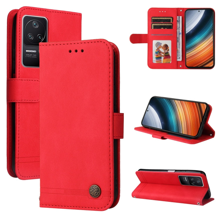Red leather wallet-style phone case with magnetic clasp and card slots