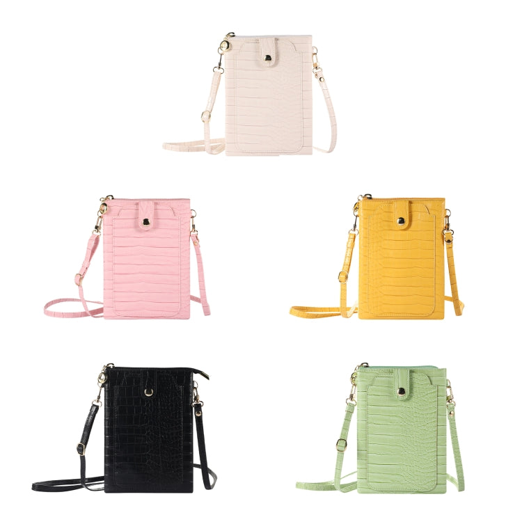 Card holder mobile phone bags assortment in pink, black, yellow, and green colors