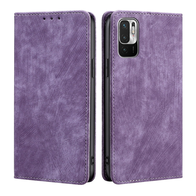 Purple magnetic leather phone wallet case, front and back with camera opening
