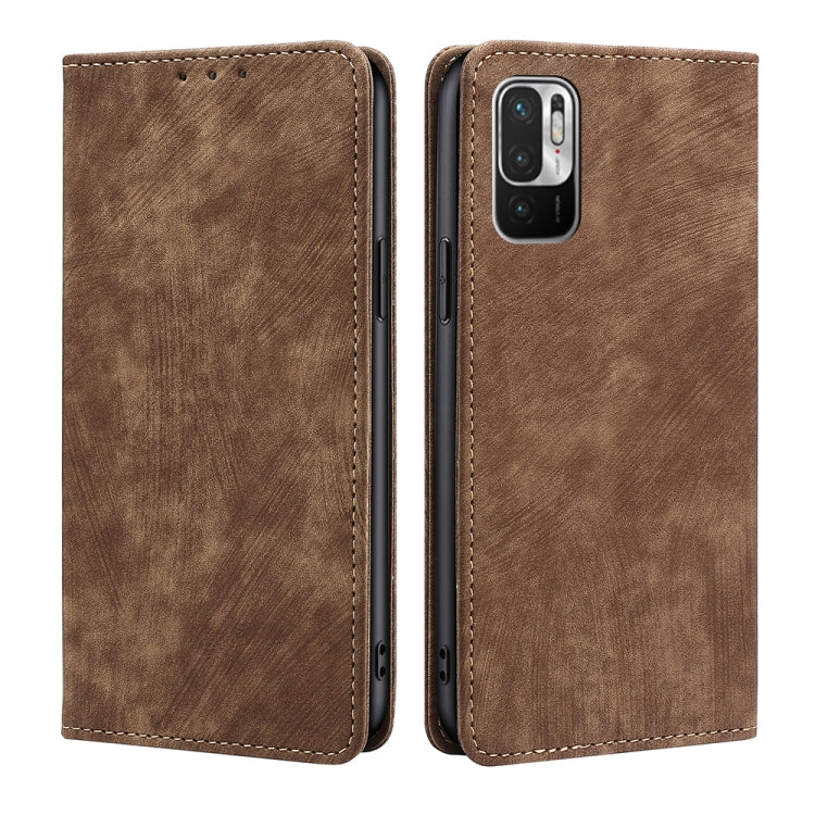 Brown magnetic leather phone wallet case, front and back with camera cutout