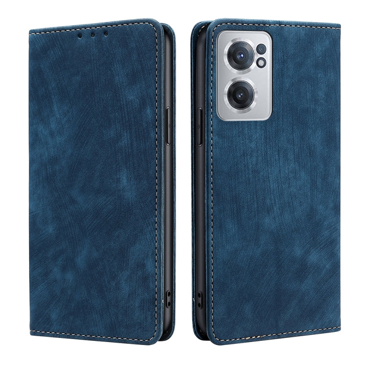 RFID anti-theft magnetic leather phone case, blue flip cover with camera cutout