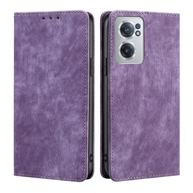 RFID anti-theft magnetic leather phone case, purple flip cover with camera cutout