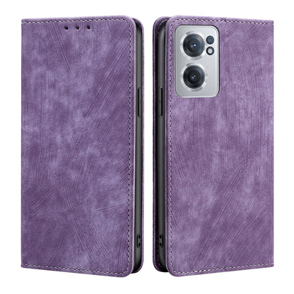 RFID anti-theft magnetic leather phone case, purple flip cover with camera cutout