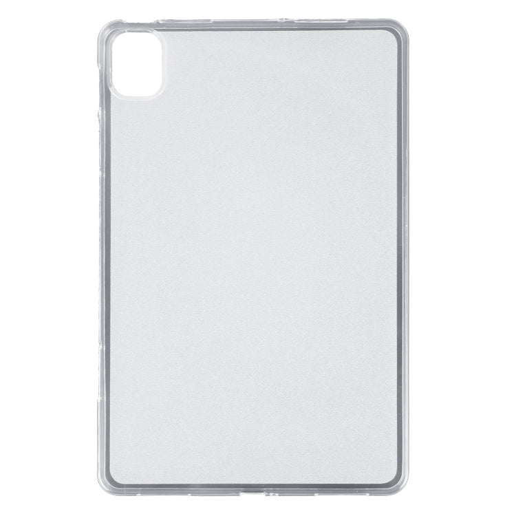 Frosted clear TPU tablet case with corner camera opening and smooth front coverage