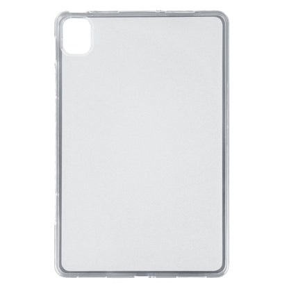 Frosted clear TPU tablet case with corner camera opening and smooth front coverage