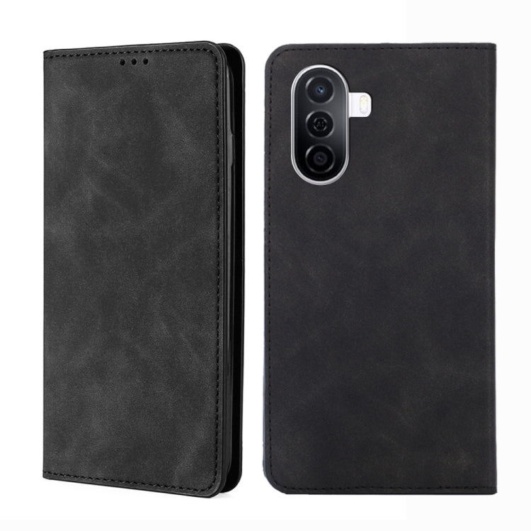 Black magnetic flip leather phone case showing camera and lens cutouts