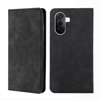 Black magnetic flip leather phone case showing camera and lens cutouts