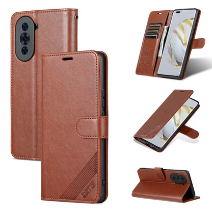 Brown flip leather phone case with card slots and viewing stand