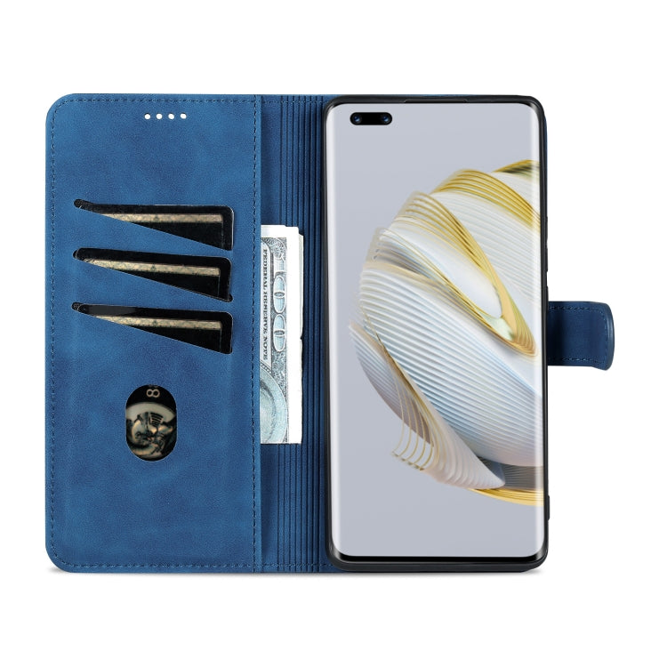Blue flip leather wallet case with card slots and flip cover for phone screen