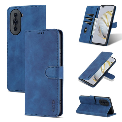 Blue flip leather phone case with calf-texture and folio stand