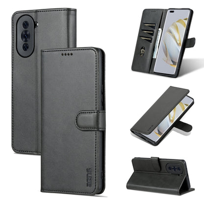 Black flip leather phone case with calf-texture and folio stand