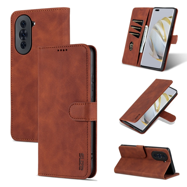 Brown flip leather phone case with calf-texture and folio stand