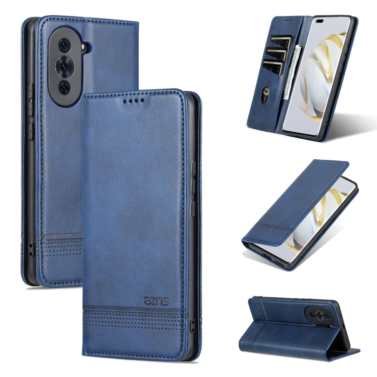 Dark blue magnetic flip leather phone case with card slot and kickstand