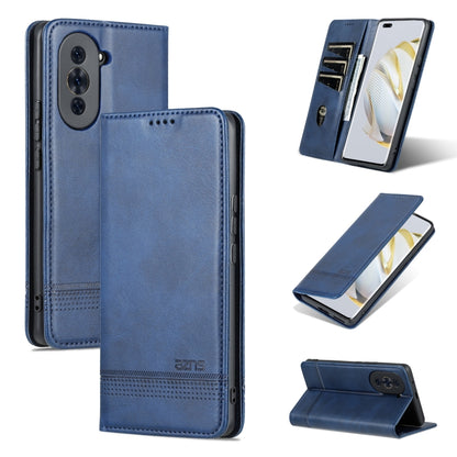 Dark blue magnetic flip leather phone case with card slot and kickstand