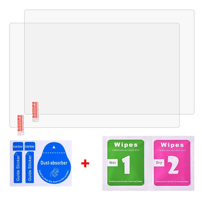 Tempered glass screen protector set with dust sticker and cleaning wipe pads