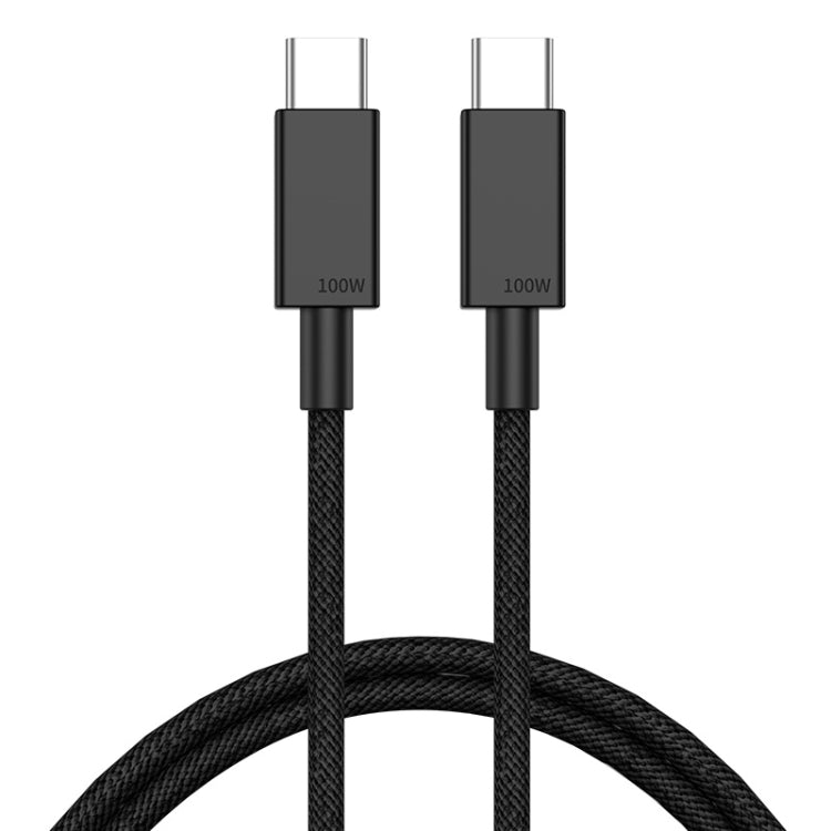 Black braided USB-C to USB-C charging cable, 100W molded connectors